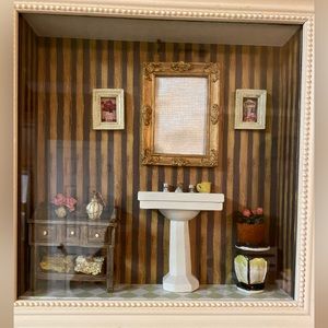 3D Shadow Box Framed Art Picture 
Wall Art, Bathroom Decor, Vintage, Handmade